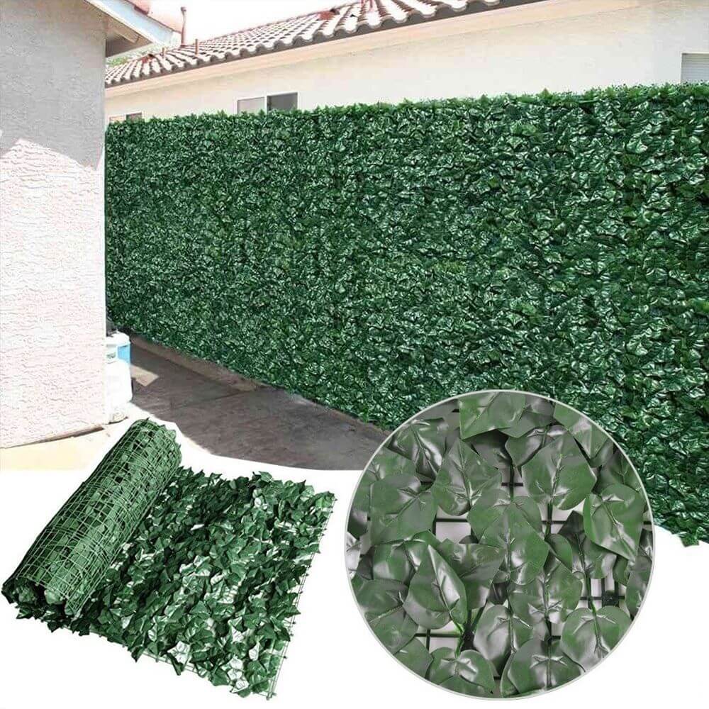 Artificial Ivy Privacy Fence Roll by Designer Plants USA, 33 sq ft, realistic faux trellis for garden privacy and decoration.