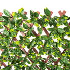 Jasmine expandable artificial trellis privacy screen with lush green foliage and PVC frame, UV resistant for outdoor use.