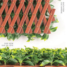 Jasmine expandable artificial trellis with green leaves, PVC frame, UV-resistant material, measures 72x36 inches, for privacy and decor.