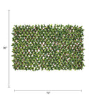 Expandable artificial Ligustrum and Ficus trellis privacy screen from Designer Plants USA, UV resistant, shown in a 72x36-inch size.