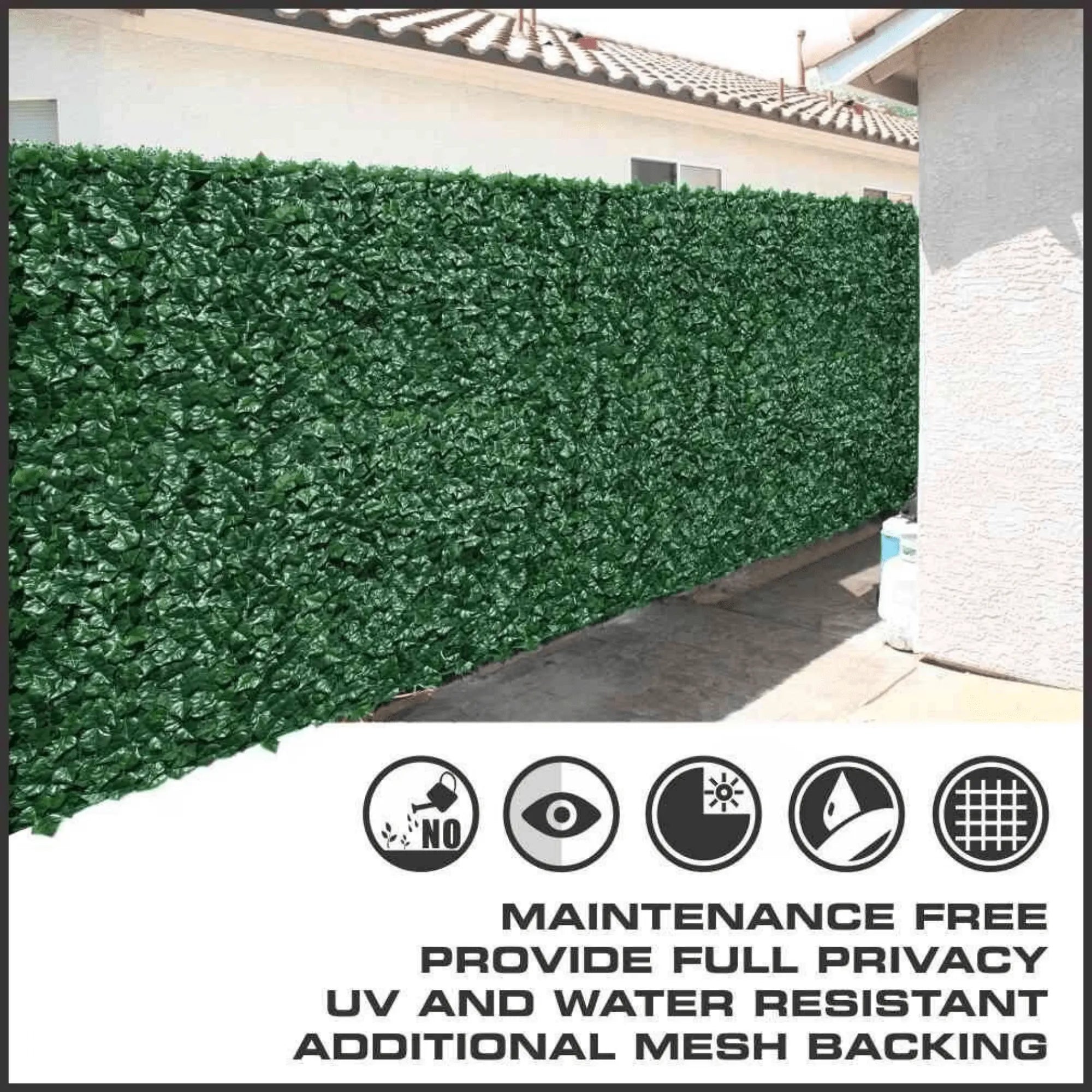Ivy Privacy Fence Shade Cloth backing from Designer Plants USA, 120x40 inches, providing privacy and sun protection for outdoor fences.