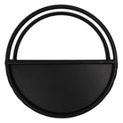 Onyx black floating half moon metal wall planter by Designer Plants USA, 35cm, with a semi-circle design for wall decor.