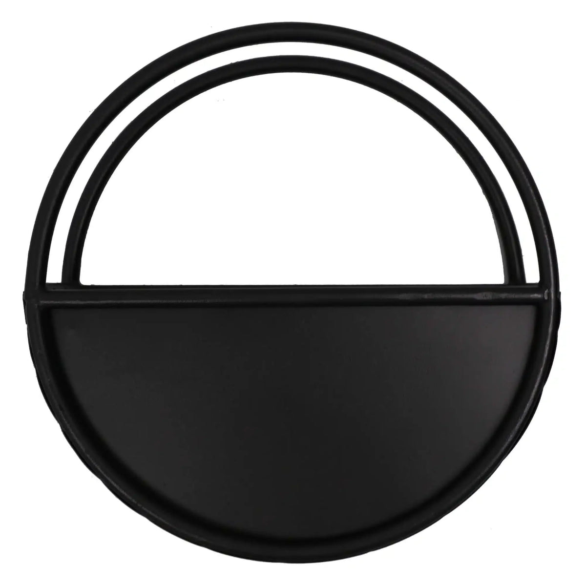 Onyx black floating half moon metal wall planter by Designer Plants USA, 35cm, with a semi-circle design for wall decor.