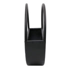 Onyx black floating half moon metal wall planter by Designer Plants USA, 45cm, with a semi-circle design for wall decor.