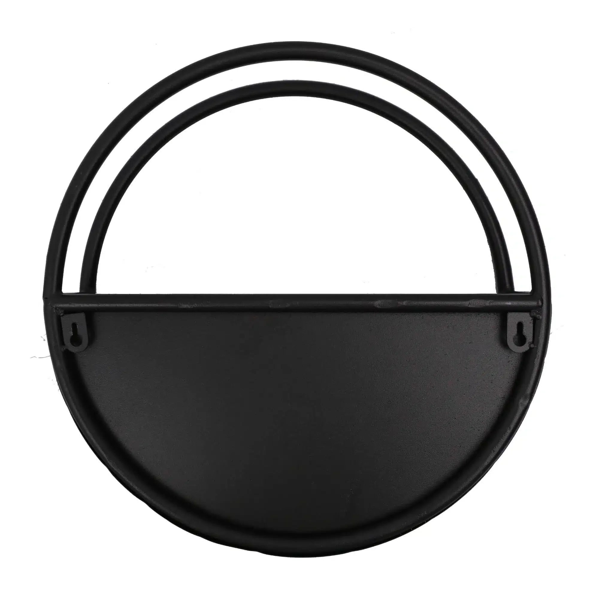Onyx black floating half moon metal wall planter by Designer Plants USA, 45cm, semi-circle design for wall decoration.