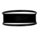 Onyx black floating half moon metal wall planter from Designer Plants USA, 45cm with a semi-circle design and top view.