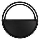 Onyx black floating half moon metal wall planter by Designer Plants USA, 45cm semi-circle decorative install part.