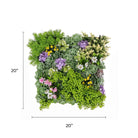 Artificial moss and succulent hanging wall art frame by Designer Plants USA, 20-inch UV-resistant living wall decor for outdoor use.
