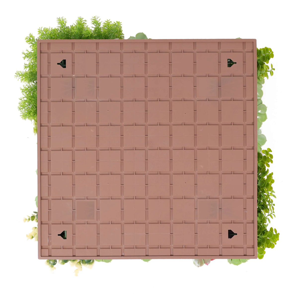 Artificial moss and succulent hanging wall art frame by Designer Plants USA, UV resistant 20-inch living wall decor.