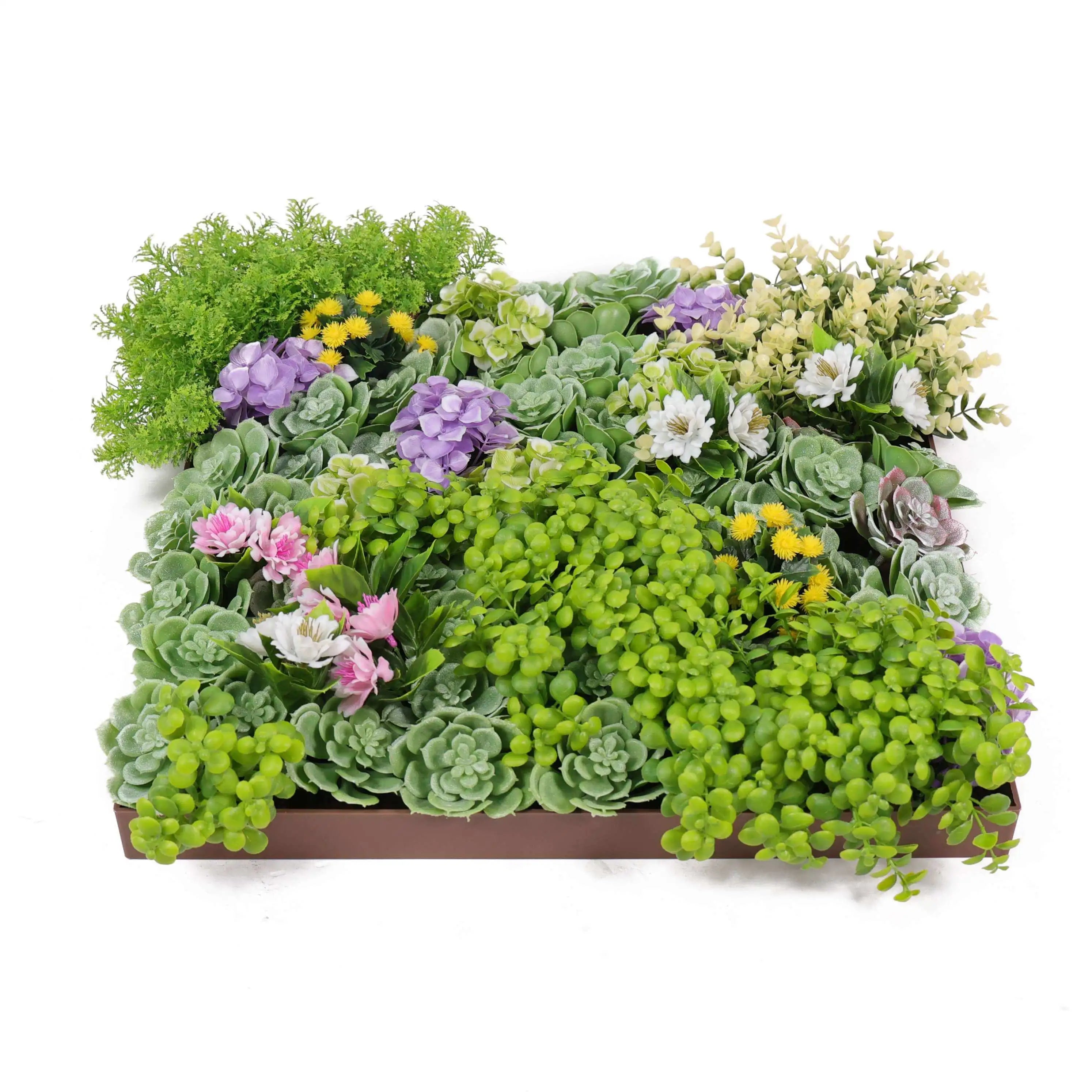 Artificial moss and succulent hanging wall art frame, 20 inches, UV resistant, perfect for living wall decor by Designer Plants USA.