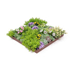 Artificial moss and succulent hanging wall art frame by Designer Plants USA, UV resistant living wall decor, 20-inch square size.