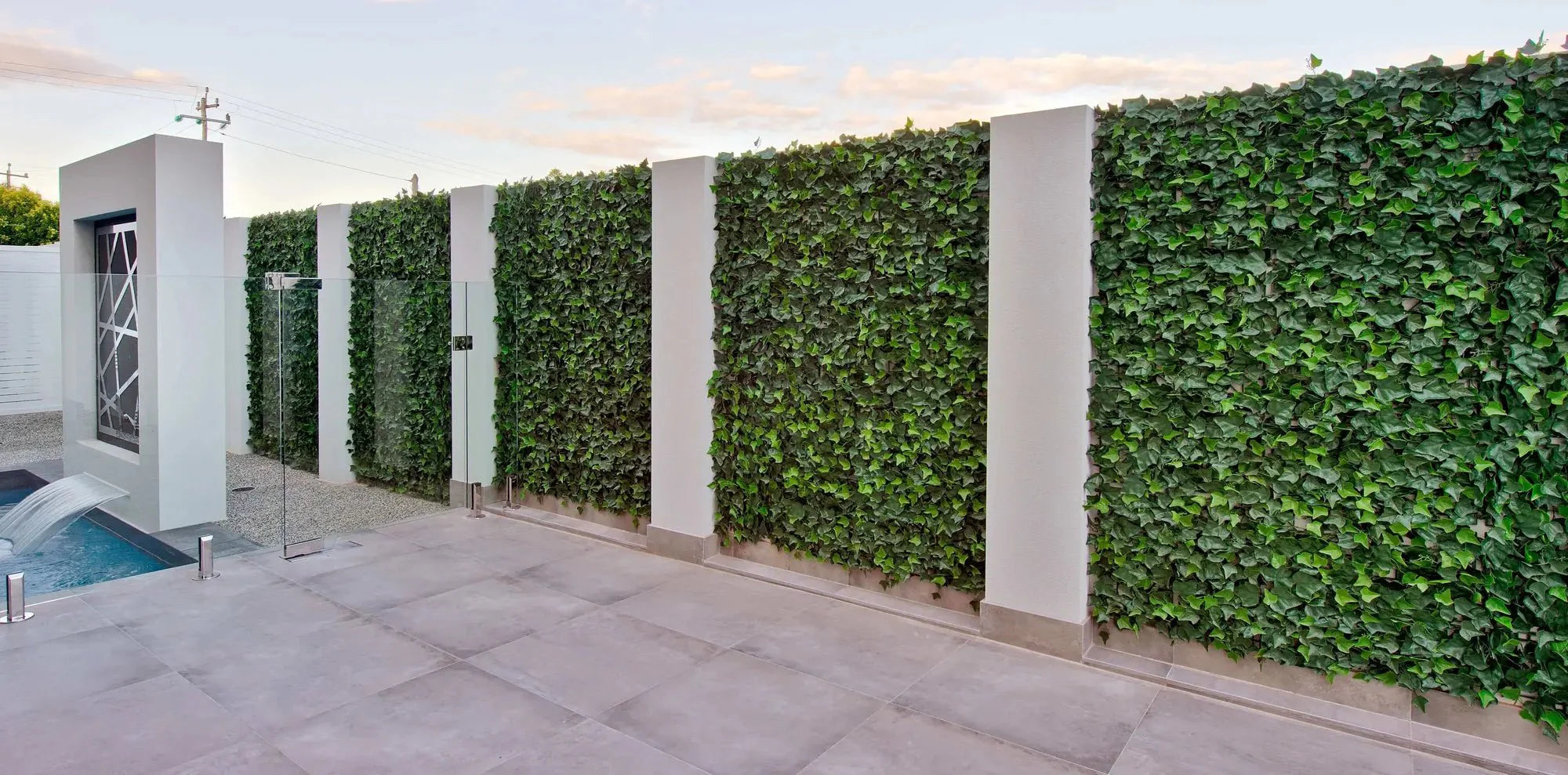 Artificial Boston Ivy vertical garden panel by Designer Plants USA, UV resistant living wall with lush green foliage, 40x40 inches.