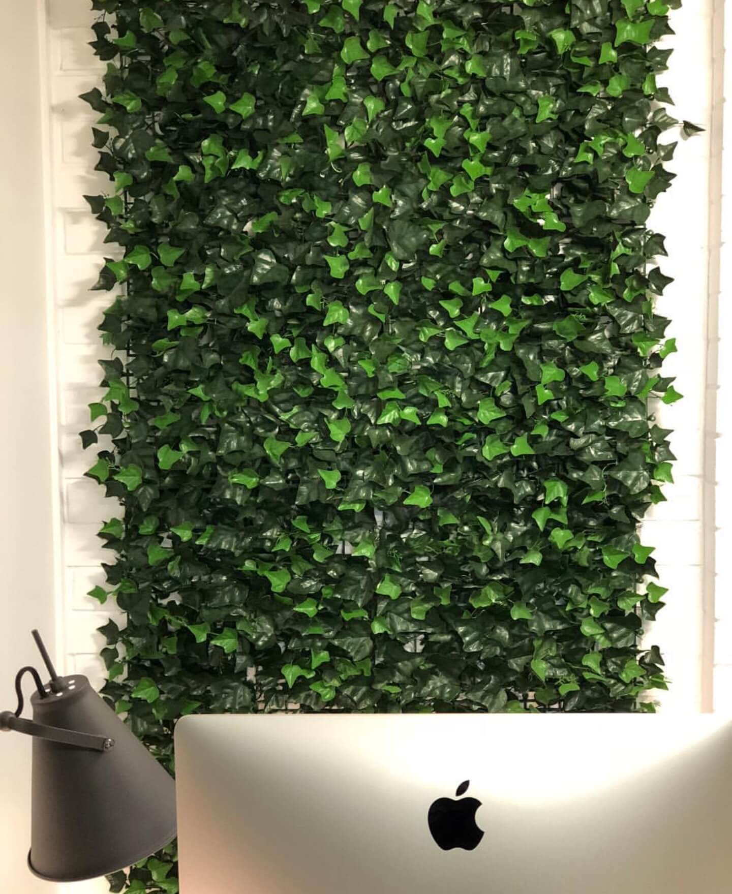Artificial Boston Ivy vertical garden panel by Designer Plants USA, UV-resistant green wall for indoor or outdoor living walls.