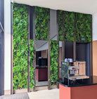 Artificial Country Fern vertical garden panel by Designer Plants USA installed on a hotel wall, UV resistant, 40x40 inch living wall.