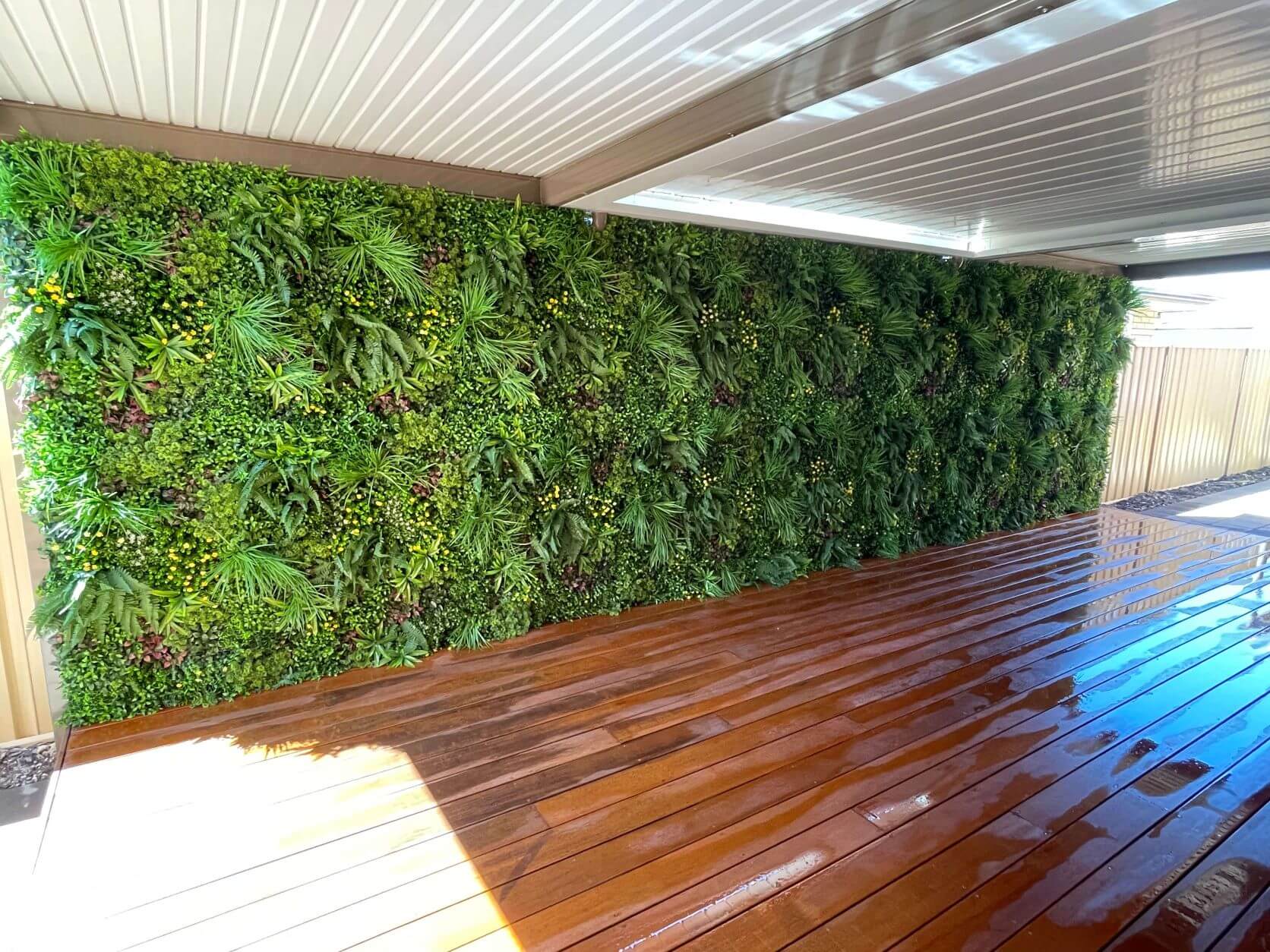 Artificial vertical garden panel by Designer Plants USA, 40x40 inch UV-resistant green wall for commercial living walls.