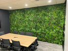 Artificial green wall panel by Designer Plants USA, 40x40in vertical garden with lush foliage, UV resistant, commercial grade.
