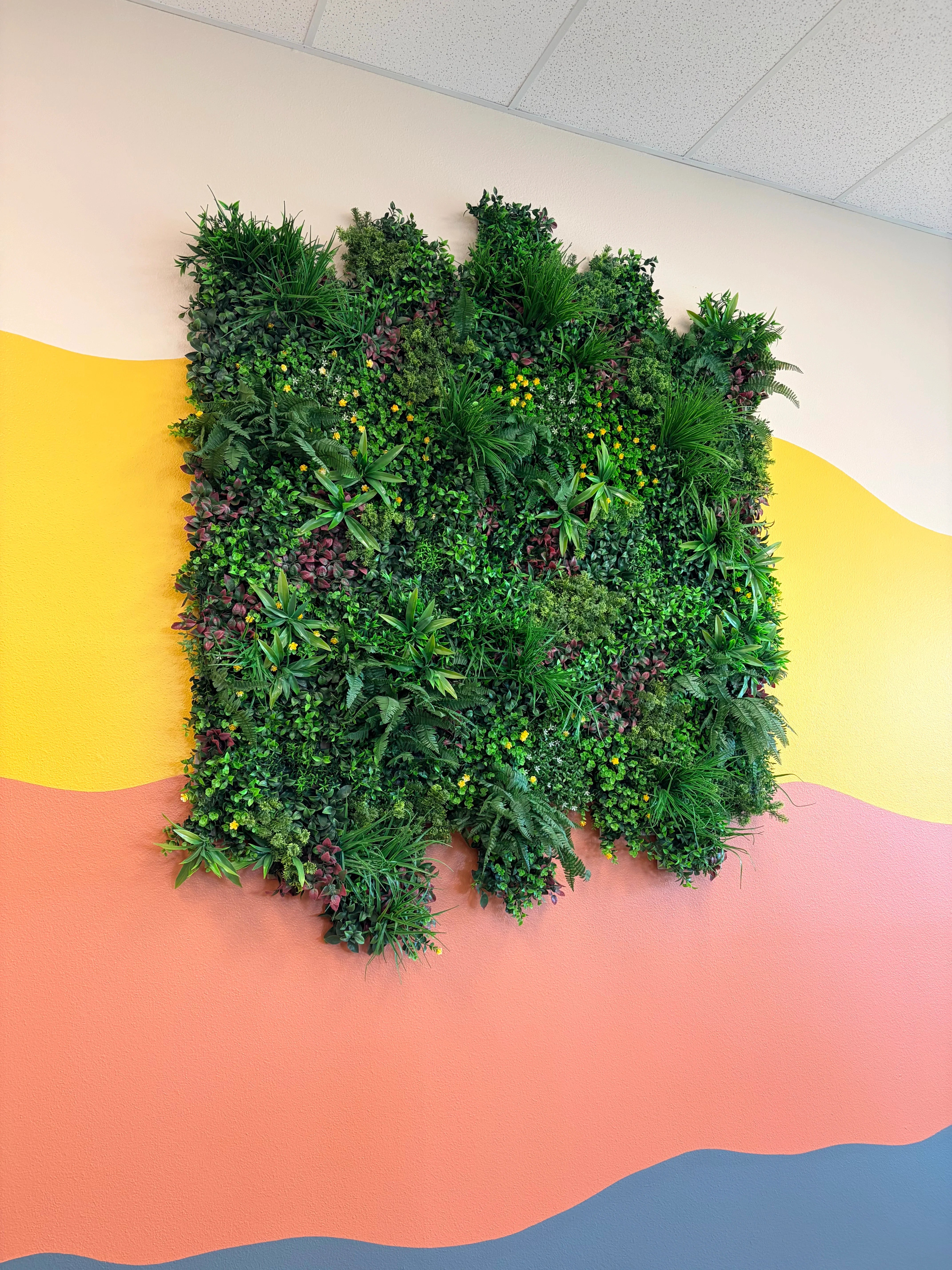 Country Fern artificial vertical garden wall panel by Designer Plants USA, UV resistant, 40x40 inch living wall for commercial use