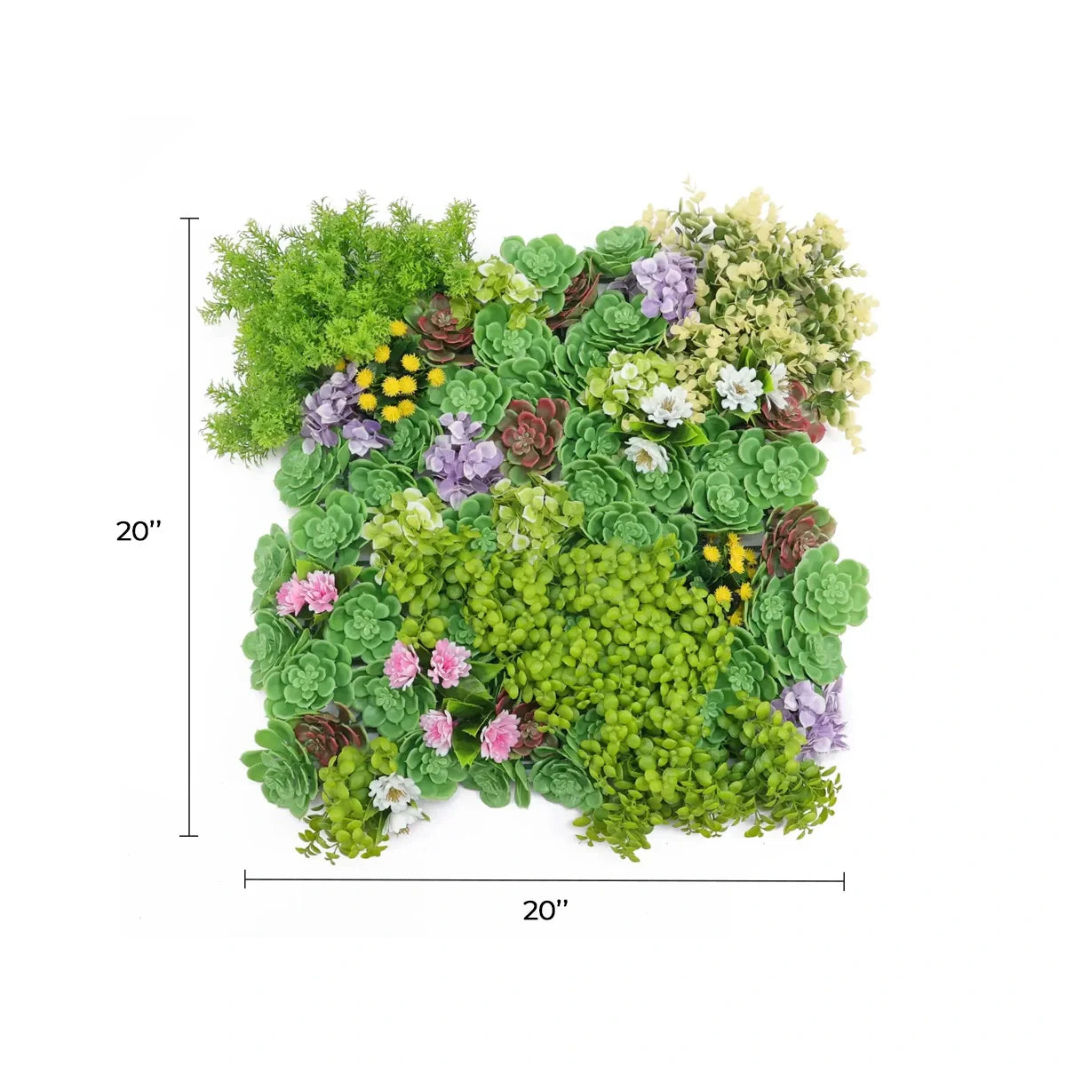 Artificial dense succulent vertical garden panel by Designer Plants USA, UV resistant green wall for interior or exterior use.