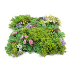 Close-up of Designer Plants USA artificial succulent living wall panel, UV resistant, 20x20 inches, ideal for vertical garden displays.