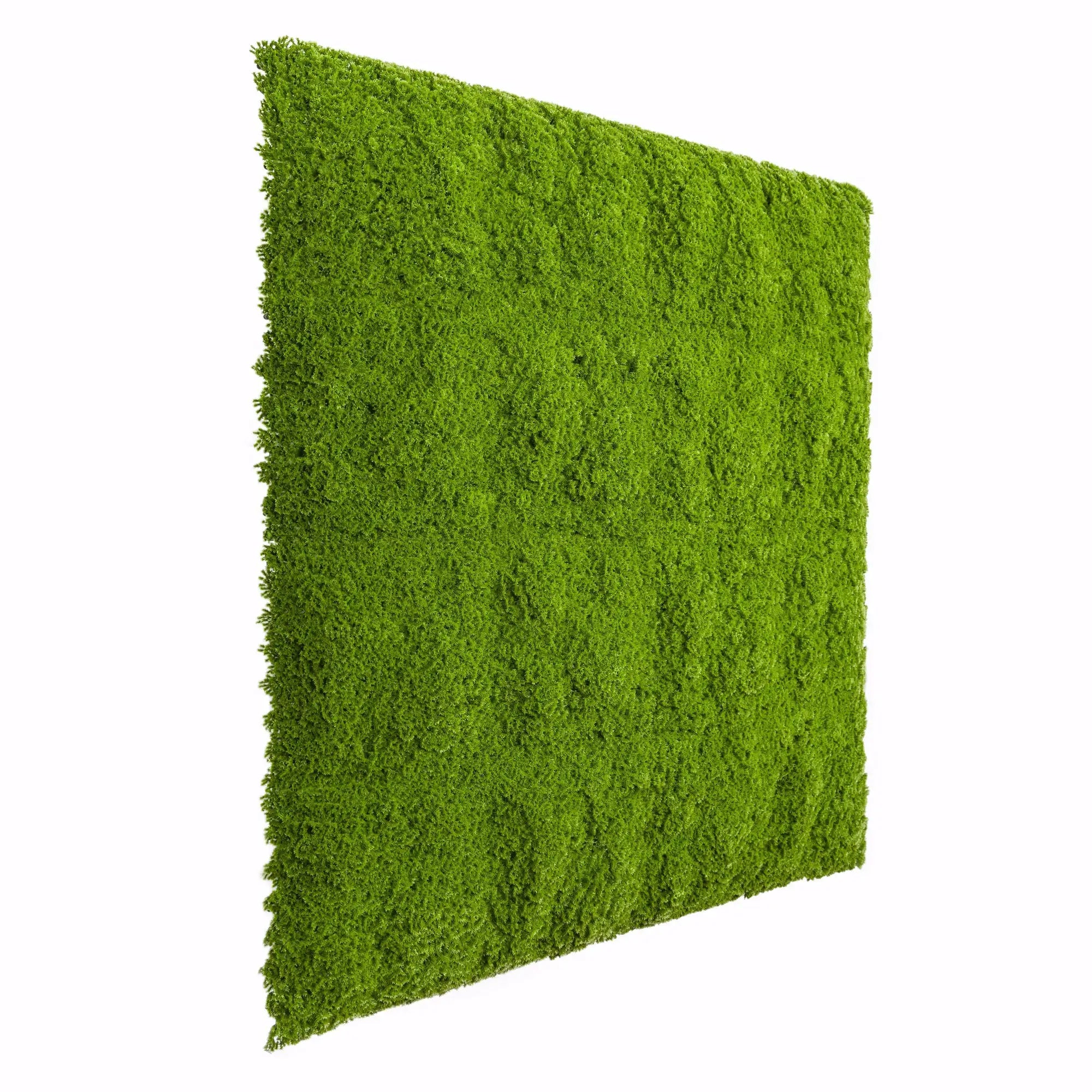 Artificial evergreen moss wall mat from Designer Plants USA, UV resistant, 33 sq ft commercial-grade living wall for indoor or outdoor use.