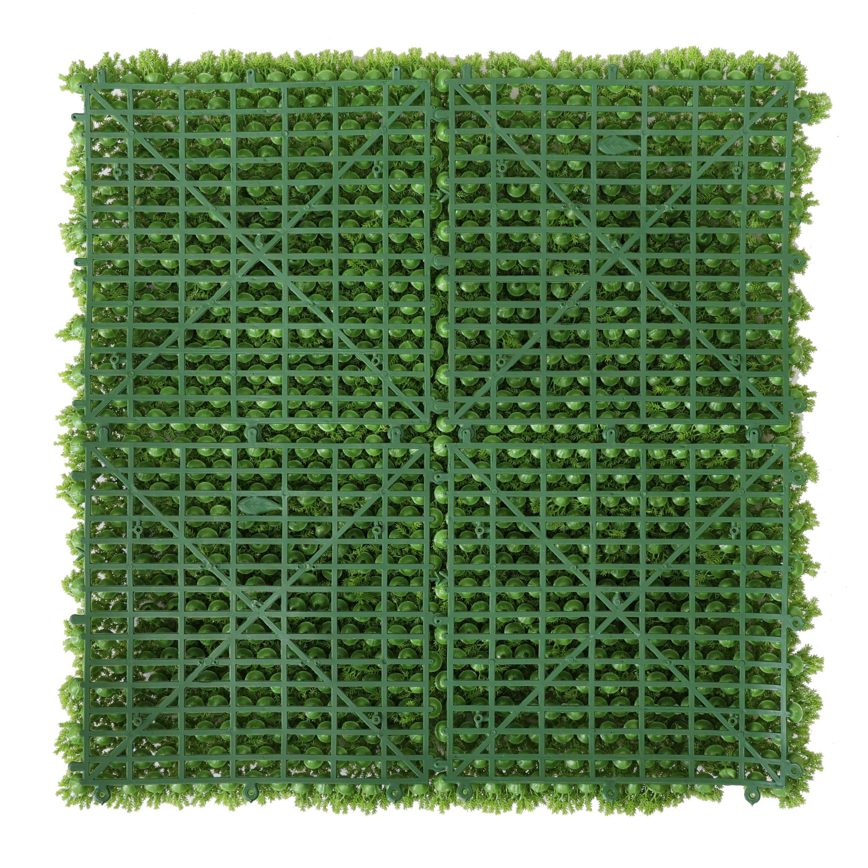 Artificial green wall panel with realistic moss leaves, UV resistant, 33 sq ft living wall mat by Designer Plants USA for commercial use.