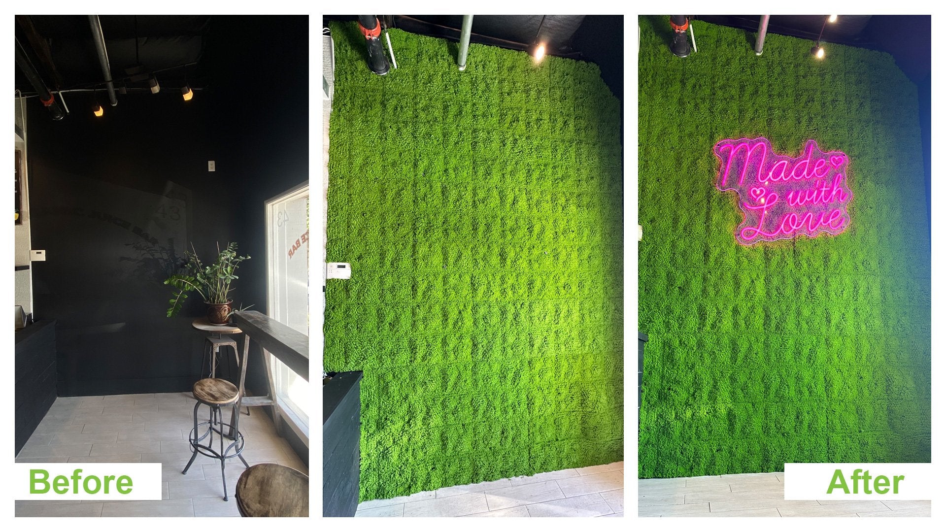 Artificial evergreen moss wall mat by Designer Plants USA, UV resistant 40x20 inch living wall for commercial or decorative use.