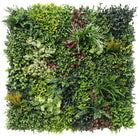 Set of three Evergreen Triptych artificial vertical garden panels for living walls, UV resistant, commercial-grade green wall decor.
