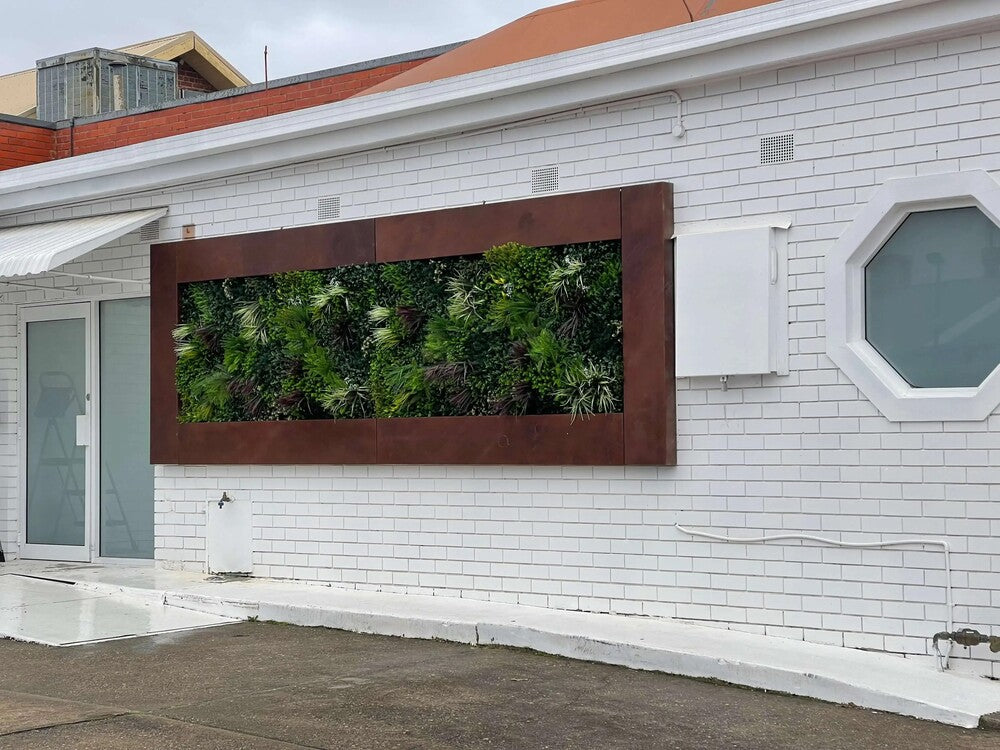 Three Designer Plants USA Evergreen Triptych artificial vertical garden panels for outdoor green wall, UV resistant, 33 sq ft.