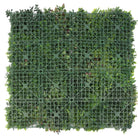 Set of three artificial evergreen living wall panels by Designer Plants USA, UV resistant, 33 sq ft green vertical garden for commercial use.
