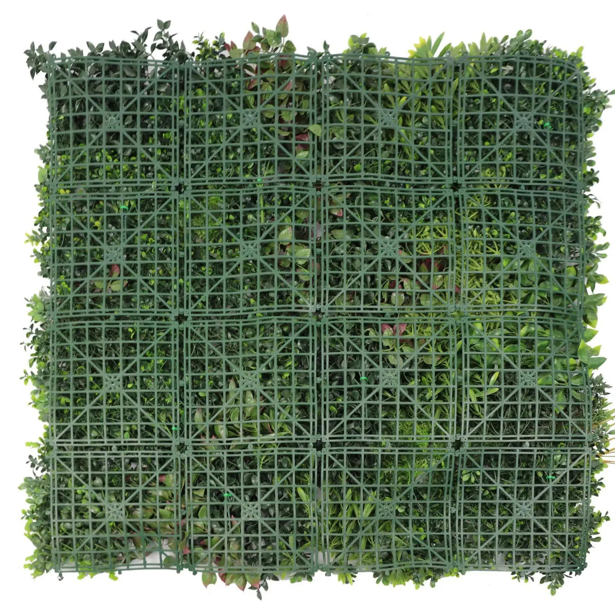 Set of three artificial evergreen living wall panels by Designer Plants USA, UV resistant, 33 sq ft green vertical garden for commercial use.