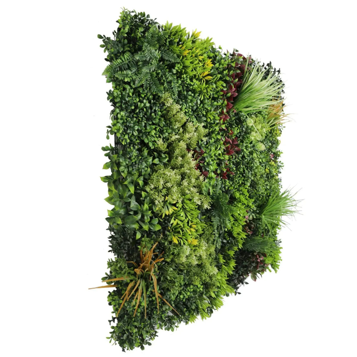 Artificial living wall panels by Designer Plants USA, green vertical garden panels, UV resistant, for commercial or residential use.