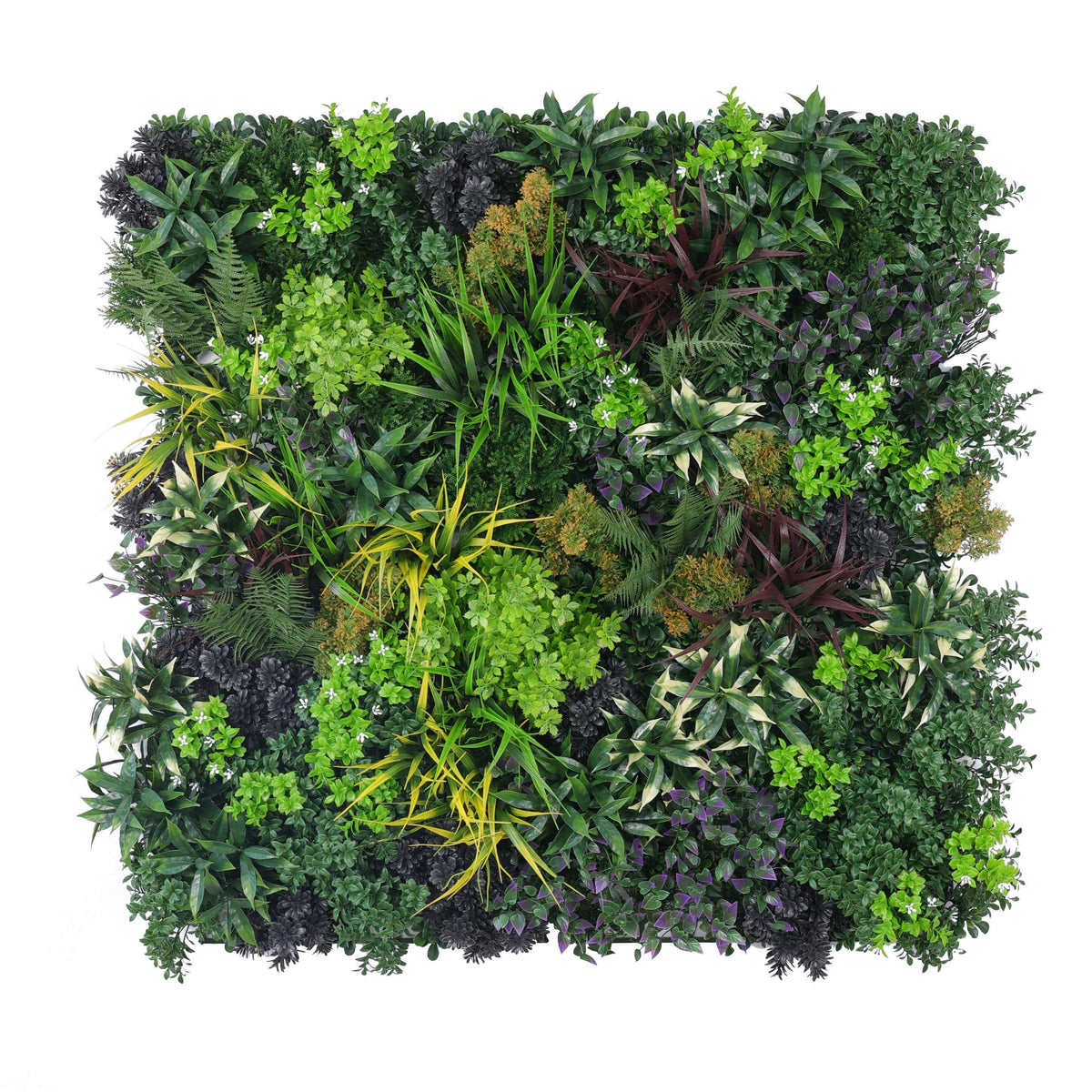 Artificial floral fusion vertical garden panel by Designer Plants USA, 40x40 inch UV-resistant living wall for commercial use.