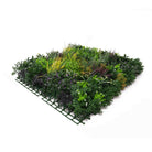 Artificial floral fusion vertical garden panel by Designer Plants USA, UV resistant green wall for commercial living walls, 40x40 inches.
