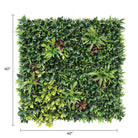 Artificial vertical garden panel by Designer Plants USA, green wall with lush, UV-resistant leaves for living walls in 40x40 inch size.