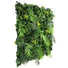 Side view of Designer Plants USA Hawaiian Sunrise artificial palm leaf green wall panel, UV resistant living wall for commercial use.