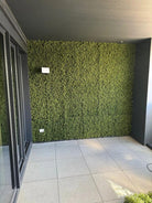 Artificial boxwood vertical garden panel by Designer Plants USA, UV resistant living wall for entrance decoration, 40x40 inches.