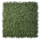 Artificial boxwood vertical garden panel with dense greenery, UV resistant, fire-rated, 40x40 inches, designed for outdoor living walls.