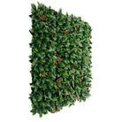 Side view of Designer Plants USA Photinia artificial green wall panel, dense, lush, UV-resistant living wall for commercial use.