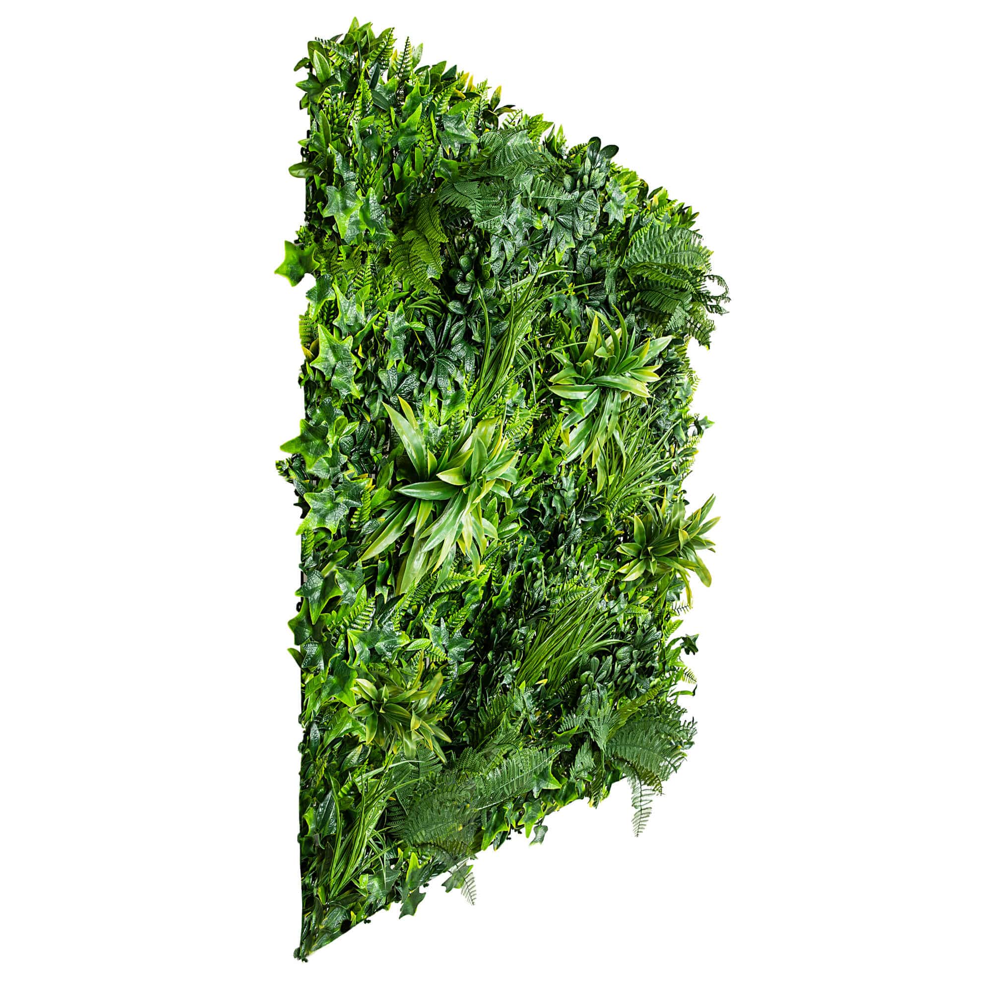 Artificial pink and green vertical garden panel by Designer Plants USA, UV resistant living wall for commercial or home use.
