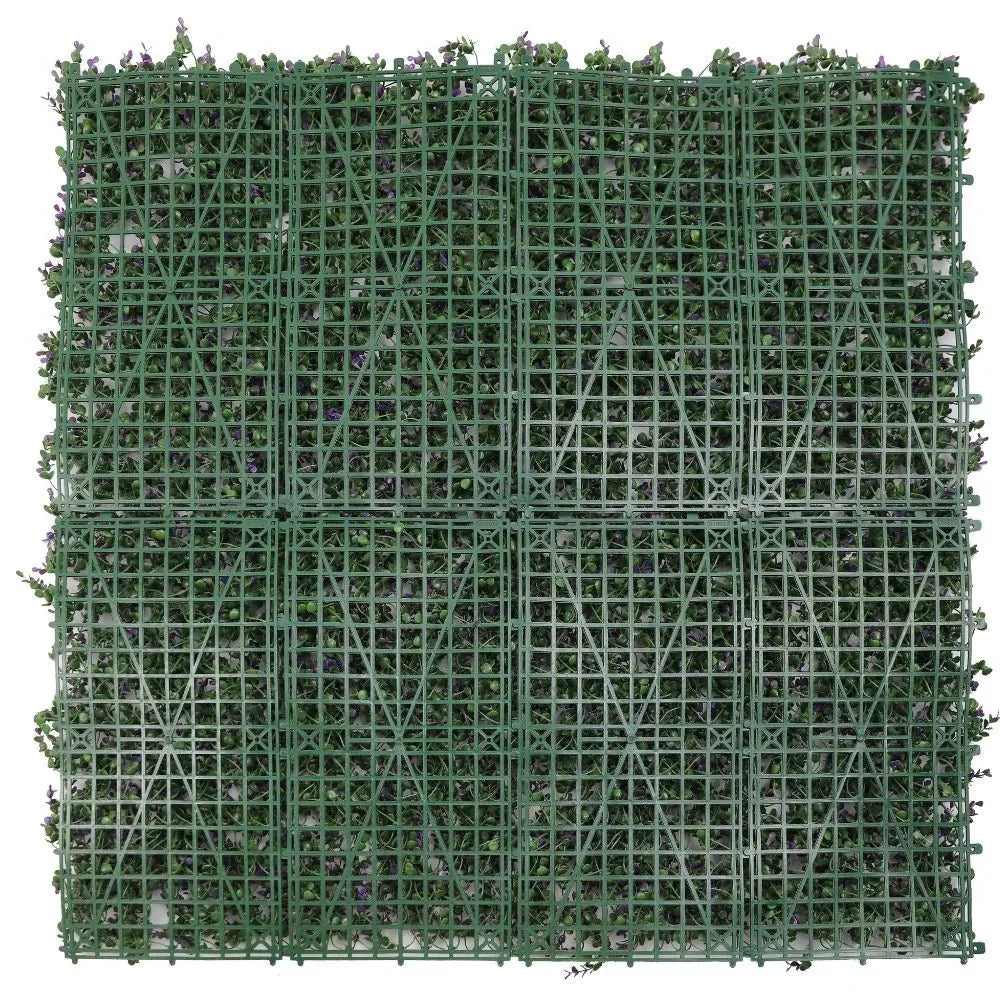 Artificial purple lavender foliage vertical garden panel by Designer Plants USA, UV-resistant living wall with green and purple leaves.