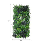 Artificial green wall panel with rustic botanical lavender design, UV resistant, 40x20 inches, ideal for living wall decor by Designer Plants USA.