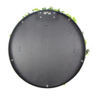 Slimline white flowering artificial green wall disc with white frame, UV resistant living wall by Designer Plants USA.