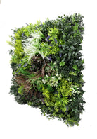 Side view of Designer Plants USA Tropical Forest artificial vertical garden panel, UV resistant, fire-rated, 35x35 inches, commercial grade.