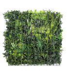Artificial tropical forest green wall panel by Designer Plants USA, UV-resistant, fire-rated, ideal for vertical garden displays.