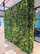 Tropical Vista artificial vertical garden wall panel by Designer Plants USA, 40x40 inches, UV resistant, commercial-grade living wall.