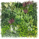 Artificial vertical garden wall panel with red grasses, UV resistant, commercial grade, 40x40 inches, by Designer Plants USA.