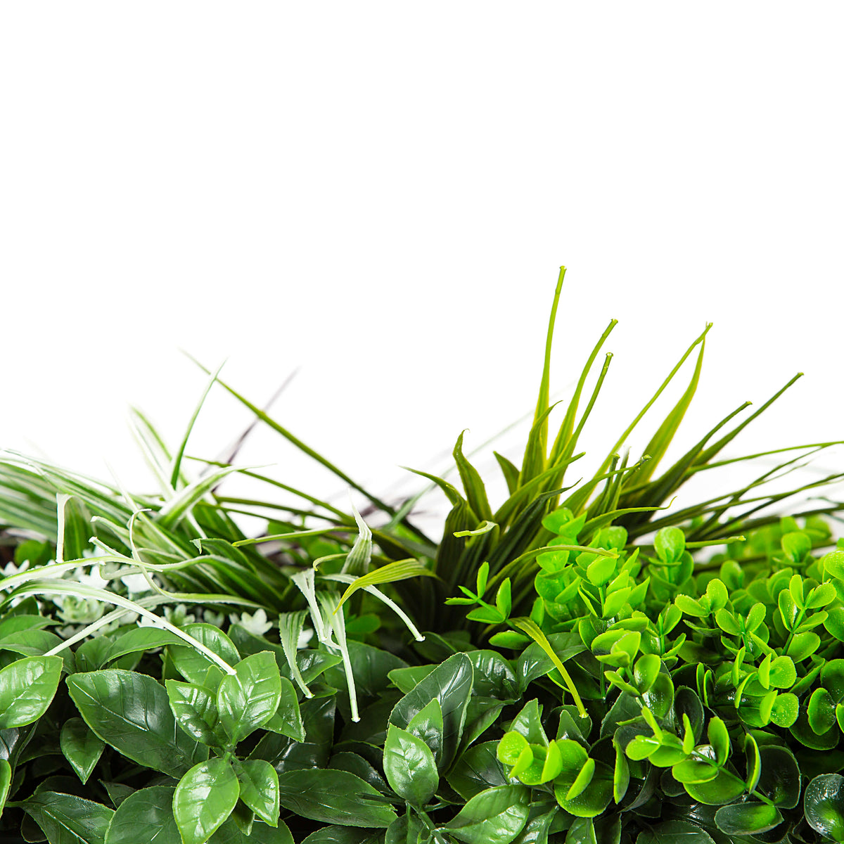 Artificial green wall panel with red grasses, urban greenery foliage, UV-resistant living wall by Designer Plants USA.