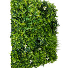 White Oasis artificial vertical garden wall panel by Designer Plants USA, UV resistant living wall with lush green foliage.