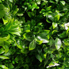 White Oasis artificial vertical garden wall panel by Designer Plants USA, UV-resistant living wall with lush green artificial foliage.