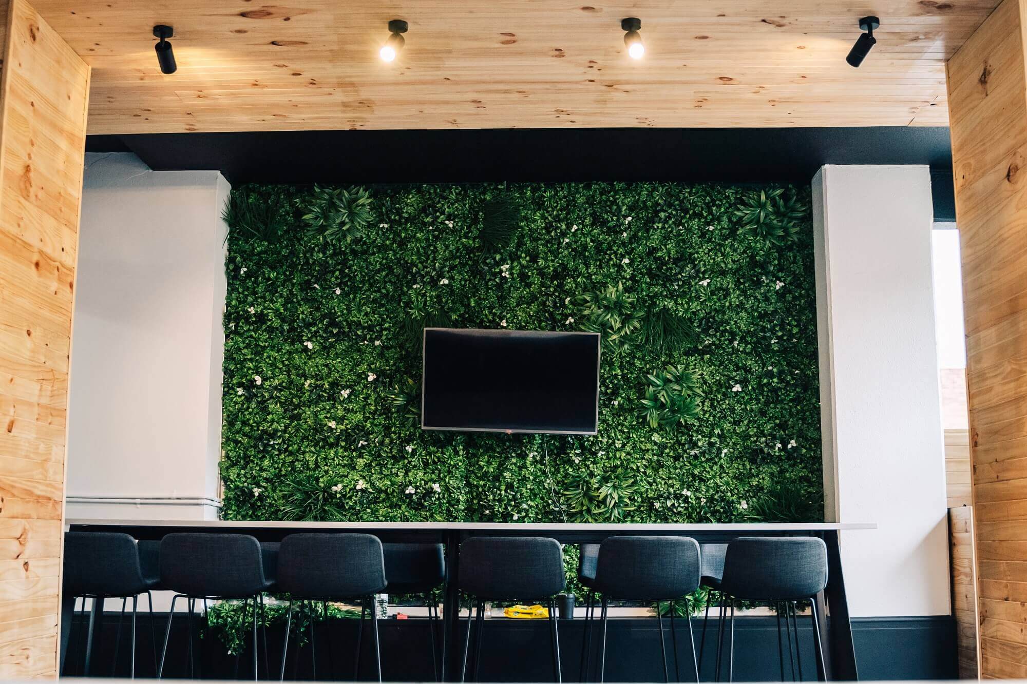 White Oasis Artificial Vertical Garden Wall Panel by Designer Plants USA, 40x40 inches, UV resistant living wall for office decor.